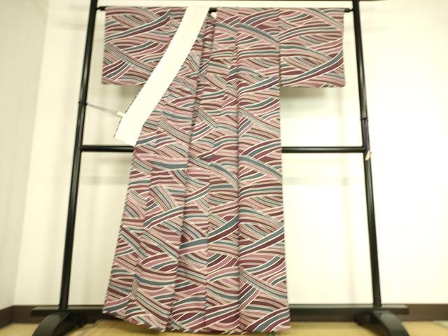 平和屋着物▽上質な小紋　単衣　幾何学文　正絹　逸品　DAAS0495az