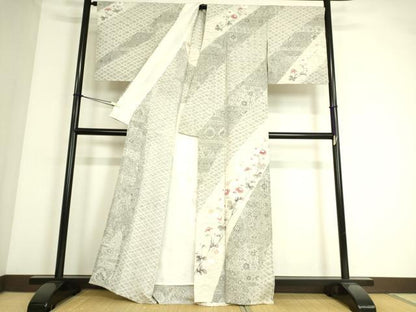 平和屋着物▽訪問着 単衣 友禅 枝花文 正絹 逸品 DAAS0496az