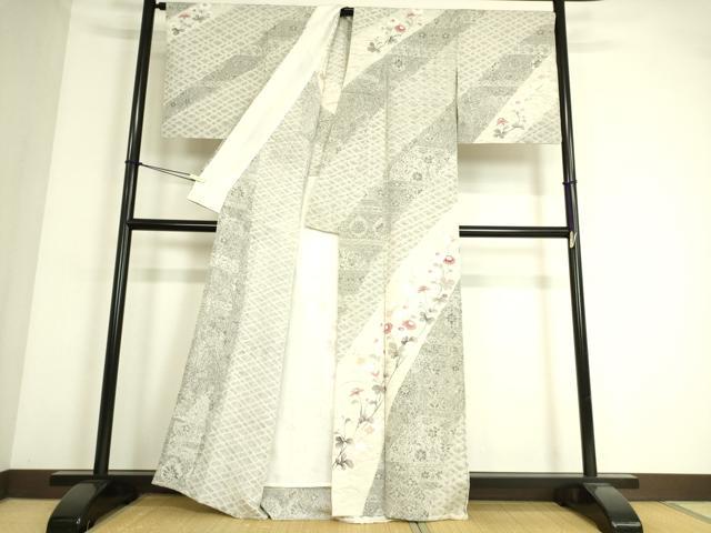 平和屋着物▽訪問着 単衣 友禅 枝花文 正絹 逸品 DAAS0496az
