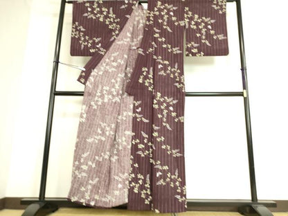 平和屋着物▽小紋 単衣 舞蝶枝葉文 洗える着物 DAAS0500az