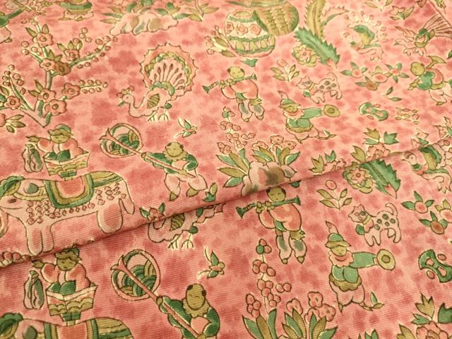 平和屋着物▽東京の老舗呉服問屋 菱一 小紋 紬地 単衣 古渡更紗 反端付き 正絹 逸品 未使用 DAAS0517az