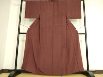 平和屋着物▽上質な小紋　単衣　縞　正絹　逸品　DAAS0524az