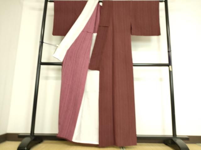 平和屋着物▽上質な小紋　単衣　縞　正絹　逸品　DAAS0524az