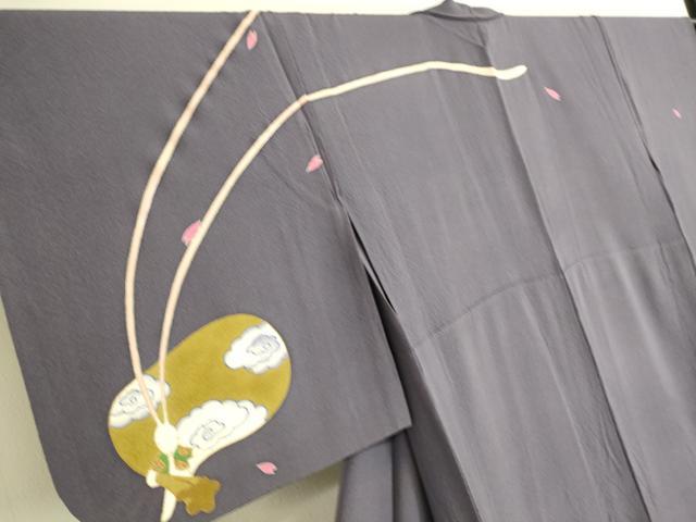 平和屋着物▽世界的人形師　辻村寿三郎　ジュサブロー　訪問着　単衣　兎　うさぎ　舞桜　金彩　正絹　逸品　DAAS0532az