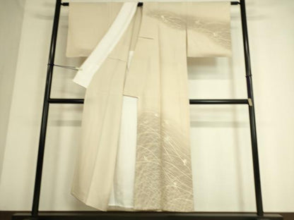 平和屋着物▽訪問着 単衣 芝に舞花 金彩 正絹 逸品 DAAS0527az