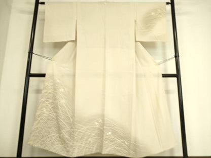 平和屋着物▽訪問着 単衣 芝に舞花 金彩 正絹 逸品 DAAS0527az