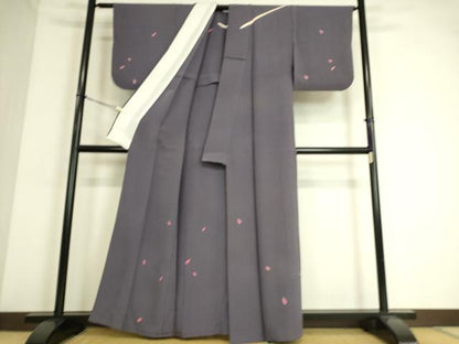 平和屋着物▽世界的人形師　辻村寿三郎　ジュサブロー　訪問着　単衣　兎　うさぎ　舞桜　金彩　正絹　逸品　DAAS0532az