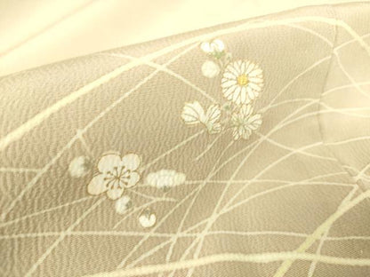 平和屋着物▽訪問着 単衣 芝に舞花 金彩 正絹 逸品 DAAS0527az
