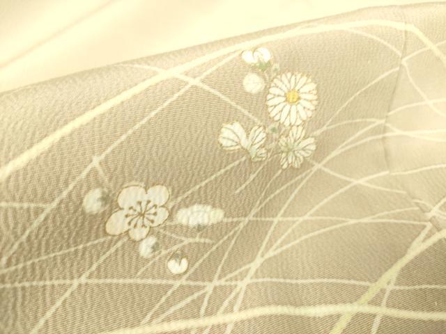 平和屋着物▽訪問着 単衣 芝に舞花 金彩 正絹 逸品 DAAS0527az