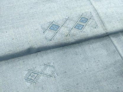平和屋着物▽上質な紬 単衣 菱花文 反端付き 正絹 逸品 DAAS0526az