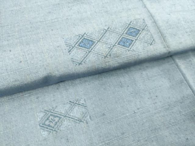 平和屋着物▽上質な紬 単衣 菱花文 反端付き 正絹 逸品 DAAS0526az