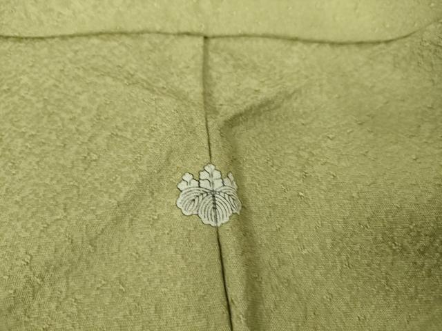 平和屋着物▽上質な色無地 単衣 紋意匠 若葉色 正絹 逸品 DAAS0525az