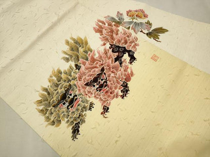 平和屋着物●九寸名古屋帯　作家物　髭紬　唐獅子　正絹　逸品　CAAT0953hy