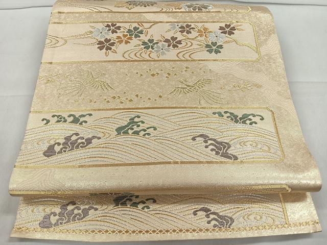 平和屋着物◎六通柄袋帯 流水鳳凰花文 金銀糸 正絹 逸品 CAAR1770nb