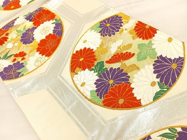 平和屋着物◎西陣 六通柄袋帯 唐織 花丸文 金銀糸 正絹 逸品 BAAT7032ph