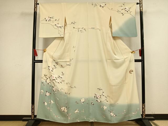 平和屋着物▽訪問着 単衣 作家物 睡蓮 草花文 正絹 逸品 AAAV8322fy