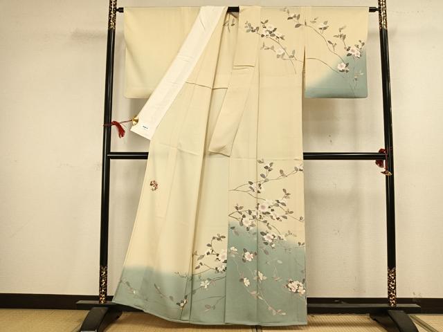 平和屋着物▽訪問着 単衣 作家物 睡蓮 草花文 正絹 逸品 AAAV8322fy
