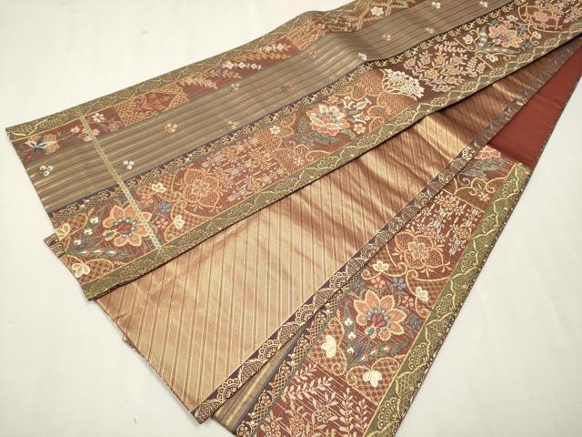平和屋着物●六通柄袋帯 唐織 更紗花文 金糸 正絹 逸品 CAAT0841hy