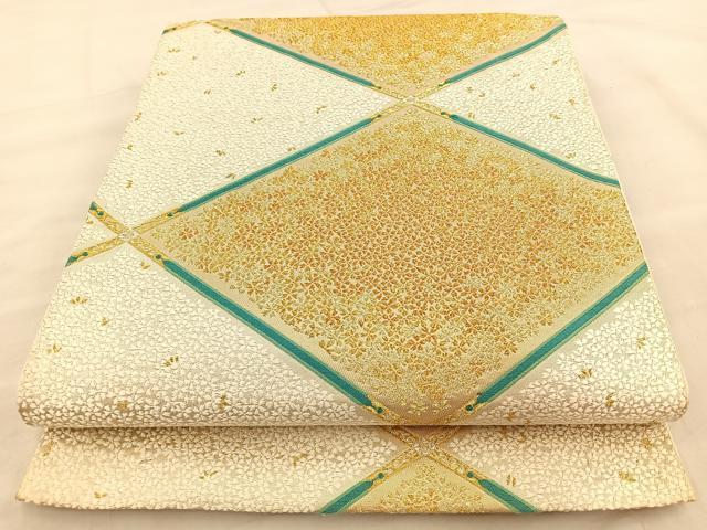 平和屋着物◎六通柄袋帯 唐織 花菱文 金銀糸 正絹 逸品 BAAT2100ph