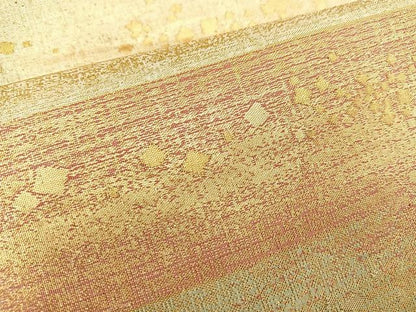 平和屋着物◎西陣 六通柄袋帯 横段文 金糸 正絹 逸品 BAAT2116ph