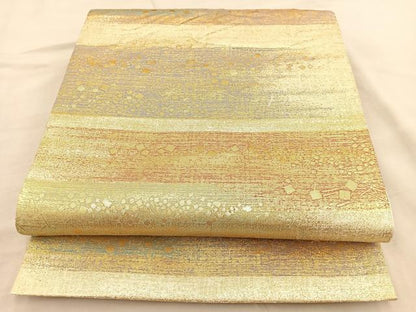 平和屋着物◎西陣 六通柄袋帯 横段文 金糸 正絹 逸品 BAAT2116ph