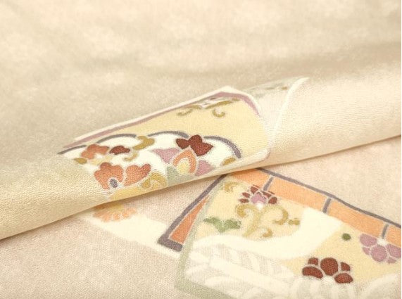平和屋着物▽訪問着 単衣 霞冊子熨斗花文 暈し染め 正絹 逸品 AAAU4281np