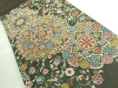 平和屋本店■極上　中国三大刺繍　相良刺繍　太鼓柄袋帯　正倉院花文　金糸　逸品　DZAA6077kh5