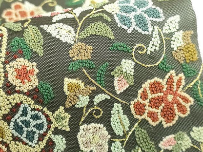 平和屋本店■極上　中国三大刺繍　相良刺繍　太鼓柄袋帯　正倉院花文　金糸　逸品　DZAA6077kh5