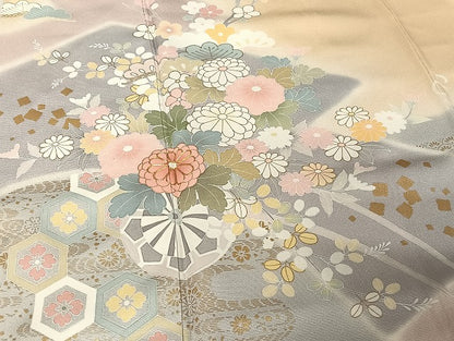 平和屋着物●創業460年・千總 訪問着 駒刺繍 花車文 金彩 三越扱い 正絹 逸品 AAAU4270np