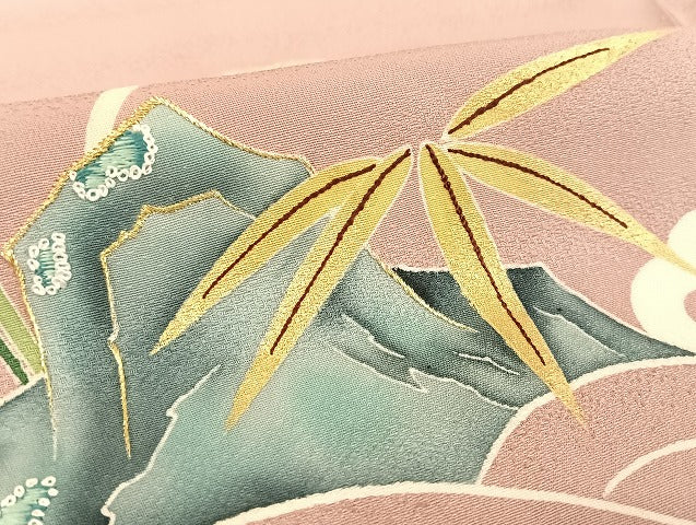 平和屋着物●染刺工芸　大羊居　東京友禅　訪問着　刺繍　立波草花文　金糸　金彩　正絹　逸品　AAAU4282np