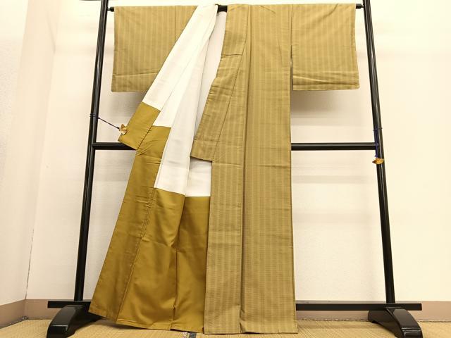 平和屋着物●上質な紬 十字文様 正絹 逸品 未使用 BAAT3176hv