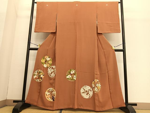 平和屋着物●銀座　志ま亀　色留袖　花丸文　金彩　正絹　逸品　BAAT3184hv