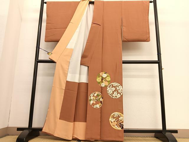 平和屋着物●銀座　志ま亀　色留袖　花丸文　金彩　正絹　逸品　BAAT3184hv