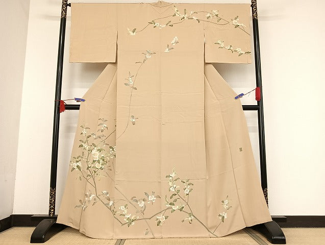 平和屋着物●京加賀糸目友禅作家 山崎巌 訪問着 枝花文 正絹 逸品 AAAU4289np