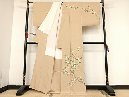 平和屋着物●京加賀糸目友禅作家 山崎巌 訪問着 枝花文 正絹 逸品 AAAU4289np