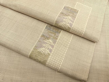 平和屋着物●本場大島紬 白大島 9マルキ 短冊風景文 正絹 逸品 BAAT3188hv