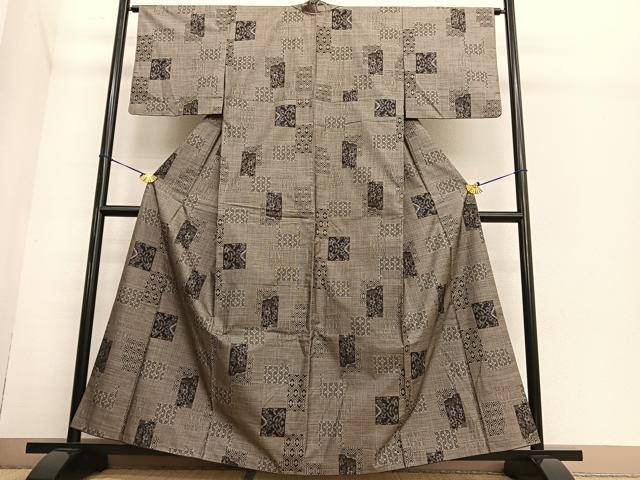 平和屋着物●本場大島紬 短冊花文 正絹 逸品 BAAT3190hv