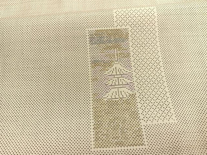 平和屋着物●本場大島紬 白大島 9マルキ 短冊風景文 正絹 逸品 BAAT3188hv