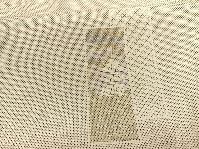平和屋着物●本場大島紬 白大島 9マルキ 短冊風景文 正絹 逸品 BAAT3188hv