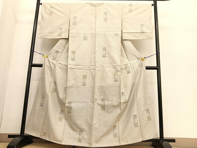 平和屋着物●本場大島紬 白大島 9マルキ 短冊風景文 正絹 逸品 BAAT3188hv