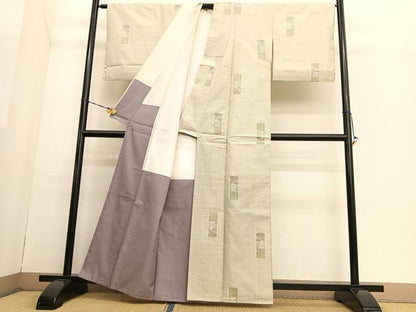 平和屋着物●本場大島紬 白大島 9マルキ 短冊風景文 正絹 逸品 BAAT3188hv