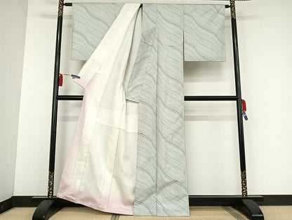 平和屋着物●都喜ヱ門 本場大島紬 連穂符 変わり縞 藤絹織物謹製 証紙付き 正絹 逸品 AAAU4300np