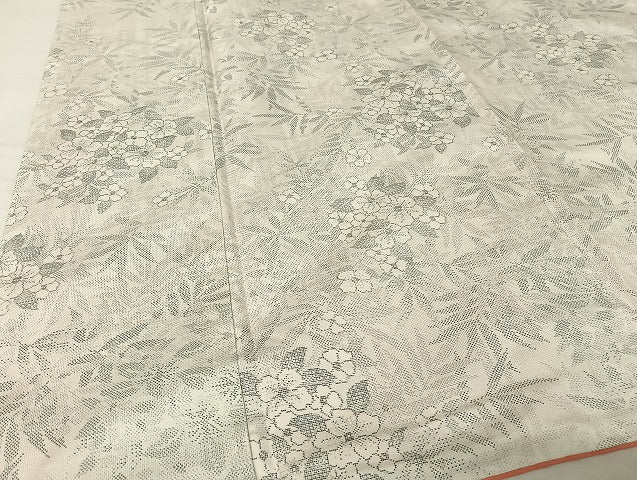 平和屋着物●本場大島紬　白大島　９マルキ　紫陽花　正絹　逸品　AABI4448ck