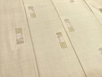 平和屋着物●本場大島紬 白大島 9マルキ 短冊風景文 正絹 逸品 BAAT3188hv
