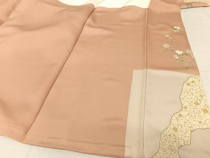 平和屋着物●創業460年・千總 小紋 駒刺繍 市松 草花 金糸 金彩 正絹 逸品 AAAU4309np