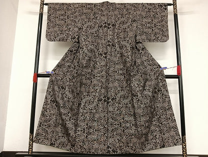 平和屋着物●本場大島紬 ９マルキ 枝花文 正絹 逸品 AAAU4319np