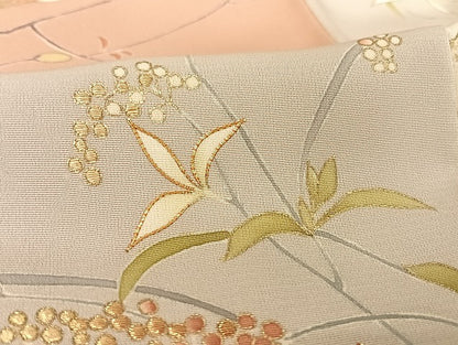 平和屋着物●創業460年・千總 小紋 駒刺繍 市松 草花 金糸 金彩 正絹 逸品 AAAU4309np