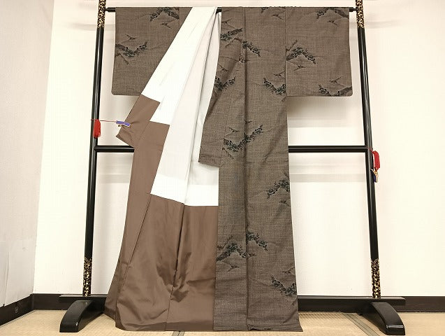平和屋着物●本場大島紬 ９マルキ 風景文 正絹 逸品 AAAU4323np