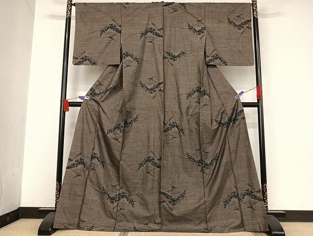 平和屋着物●本場大島紬 ９マルキ 風景文 正絹 逸品 AAAU4323np
