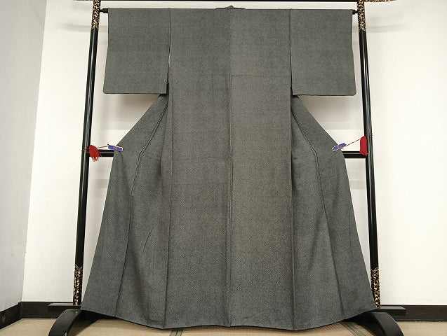 平和屋着物○江戸小紋 極小鮫小紋柄 黒地 正絹 逸品 AAAU4329np